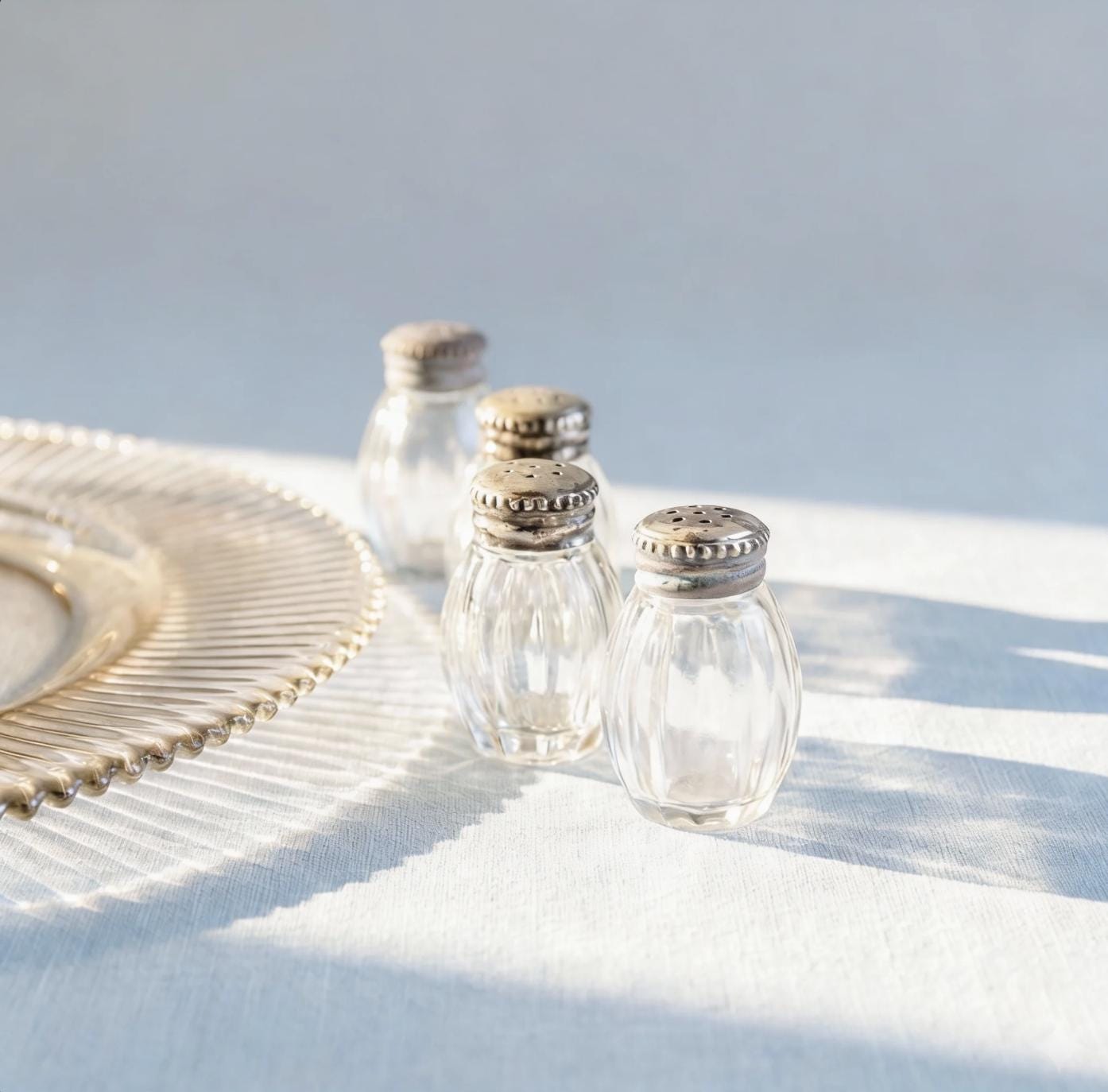 Christofle Silver & Glass Salt and Pepper Shakers - Set of 4
