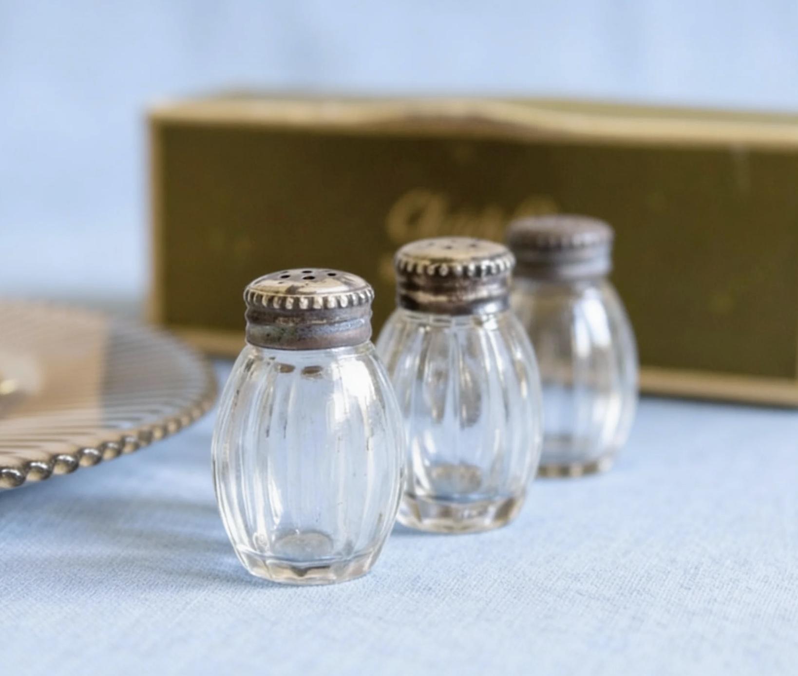 Christofle Silver & Glass Salt and Pepper Shakers - Set of 4