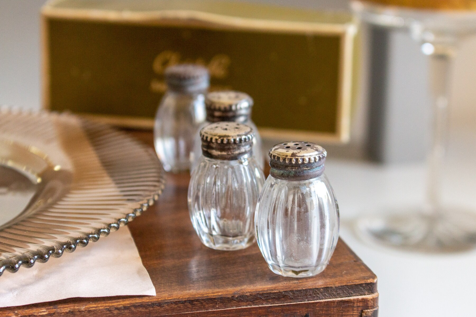 Christofle Silver & Glass Salt and Pepper Shakers - Set of 4