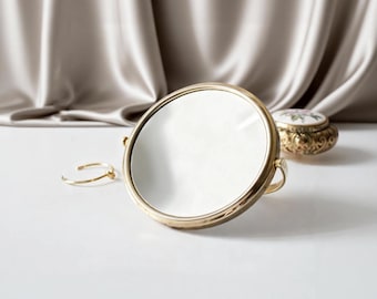 Vanity mirror Vintage table makeup  70s magnifying double sided with foldable handle