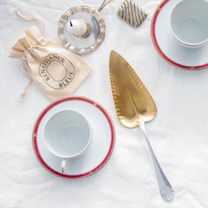 Christofle Guld- och Silverfat Kakbestick Godisgaffel Vintage dessertspatel
