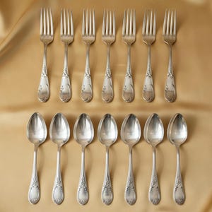 Cutlery Set spoons, forks and teaspoons set vintage serveware vintage silverware Floral Decor Mix and Match 18 items