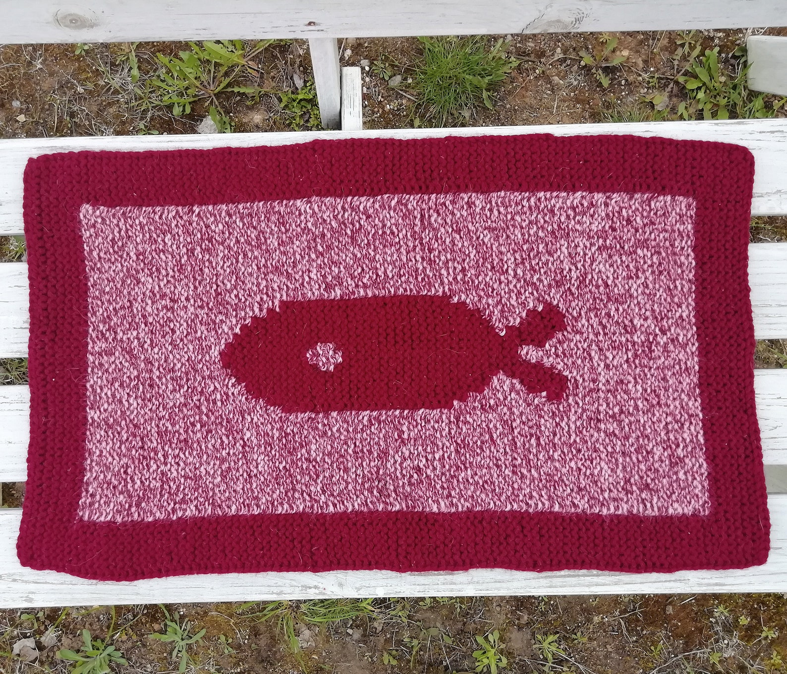 Village rug Cottagecore rug Rug fish Carpet burgundy Etsy