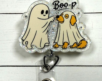 Boo-P  Funny Nurse Badge Reel, Halloween badge holder for keys, Spooky ID holder, Healthcare  Worker Gift