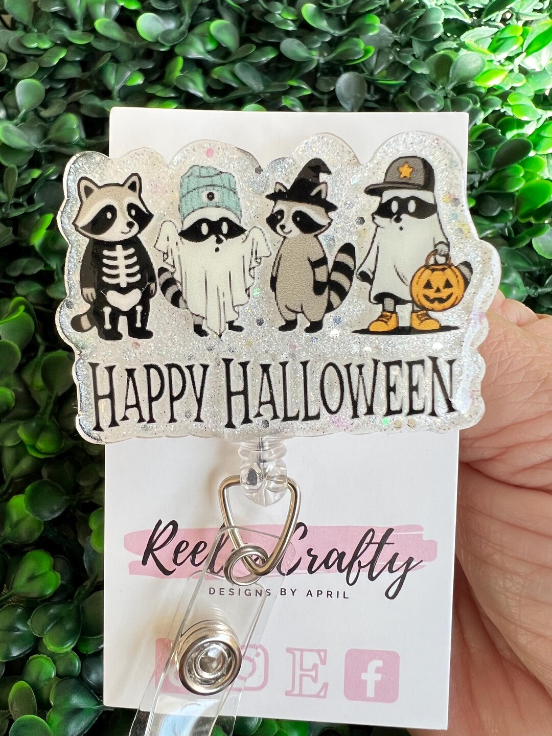 Happy Halloween Raccoons Nurse Badge Reel Health Care Medical ...