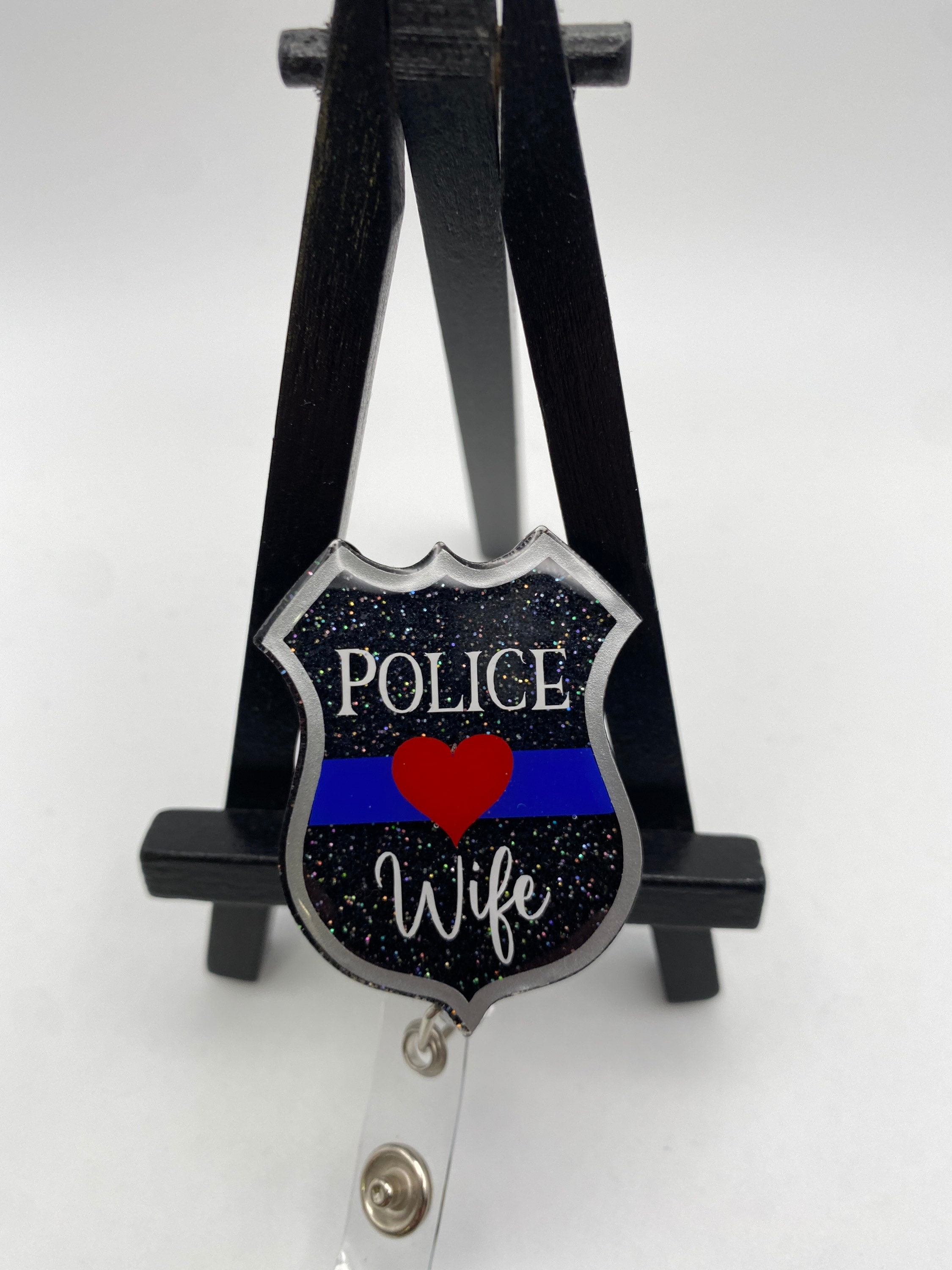 Police Wife Nurse Badge Reel Health Care Badge Reel Medical Professional  Badge Reel Funny Black 