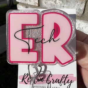 Badge Reel ER Tech or Nurse ID Holder Retractable Nurse Healthcare Reel Clip Medical Worker Funny Personalized Cute Custom Dark Humor