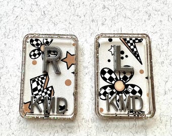 Black Flower Checkered Board Xray Markers Lead Initial Radiology Tech Gift Set