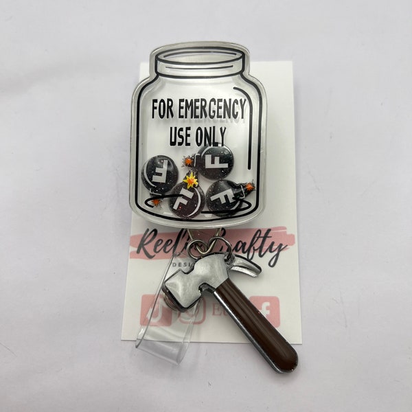Badge Reel For Emergency use one F-bombs Shaker  ID Holder Retractable Nurse Healthcare Reel Clip Medical worker Funny  Dark Humor Cute