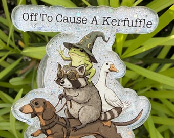 Off To Cause A Kerfuffle Funny Nurse Badge Reel, Sarcastic badge holder for keys, Sassy ID Holder, Healthcare Worker Gift, Cute Badge
