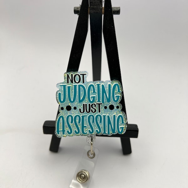 Badge Reel Not Judging Just Assessing ID Holder Retractable Nurse Healthcare Reel Clip Medical worker Funny Personalized Dark Humor Cute