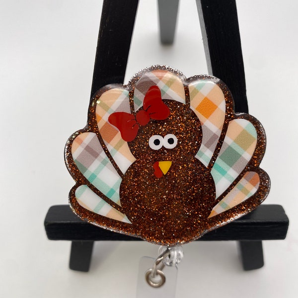 Turkey With Bow Badge Reel  • Badge Reel• Health Care Badge Reel • Medical Professional Badge Reel• Funny•