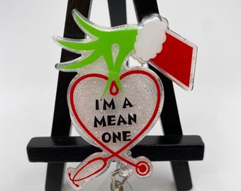I’m A Mean One Badge Reel  • Badge Reel• Health Care Badge Reel • Medical Professional Badge Reel• Funny• Red