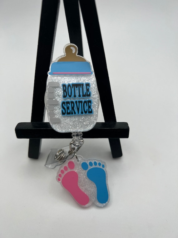 Bottle Service Baby Bottle Badge Reel • Nurse Badge Reel• Health Care Badge  Reel • Medical Professional •Funny•Labor & Delivery• OBGYN