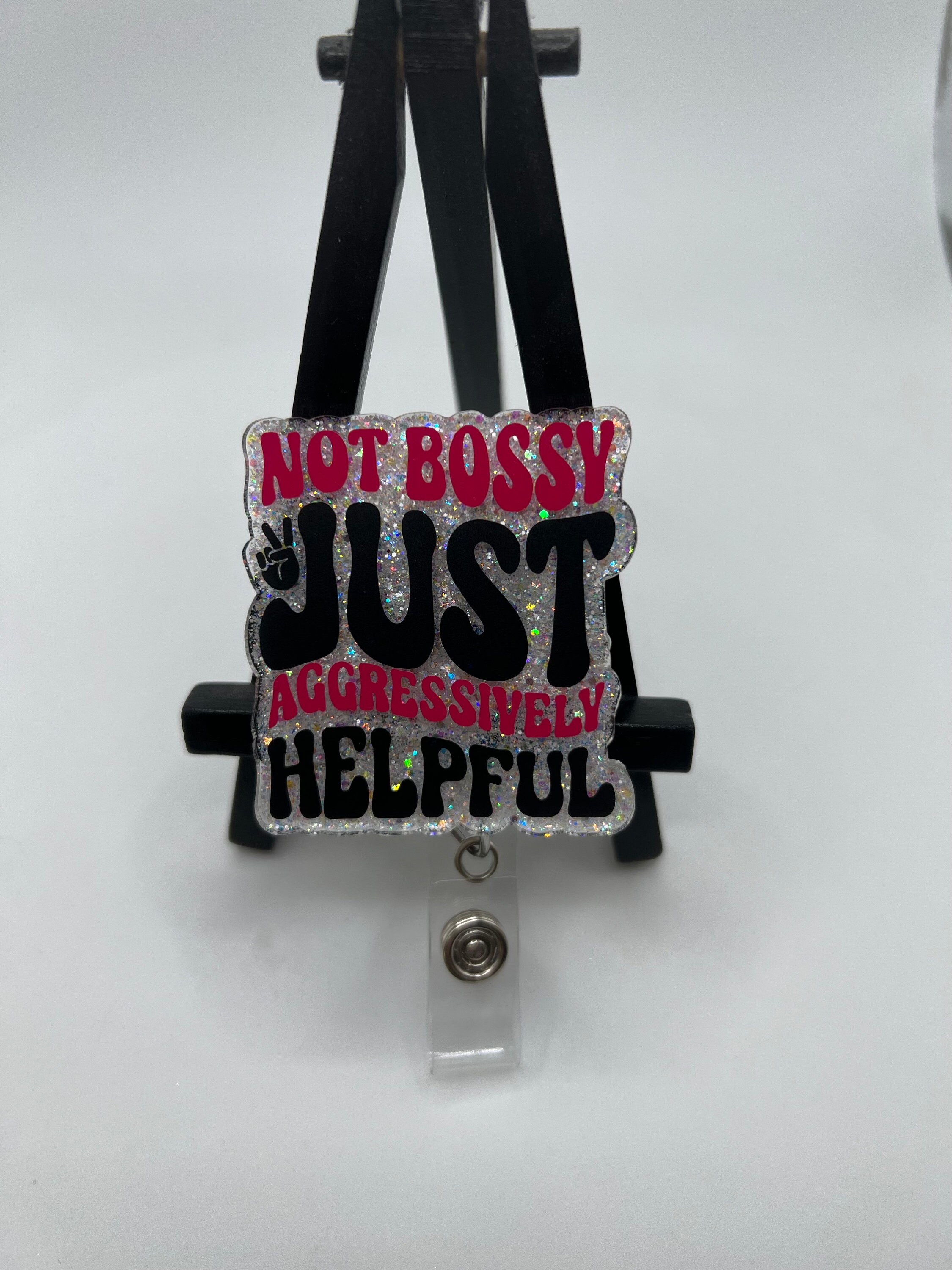 Badge Reel Not Bossy , ID Holder,retractable, Nurse, Healthcare, Reel Clip,  Medical Worker, Funny, Personalized -  Australia