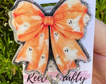 Halloween Bow Nurse Badge Reel Health Care Medical Professional Funny Halloween ID Holder Teacher OT PT Technician Name Holder