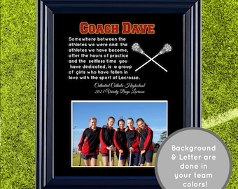 Personalized  Lacrosse Coach Gift, Lacrosse Frame,  Lacrosse Gift, Lacrosse  Mom, Coach Appreciation Gift, End of Season