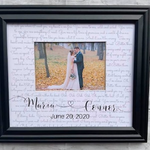 Framed Song Lyrics, Anniversary Gift for Him, Custom Framed Print, Second Anniversary Gift, Wedding Song Print, Personalized Song Lyrics