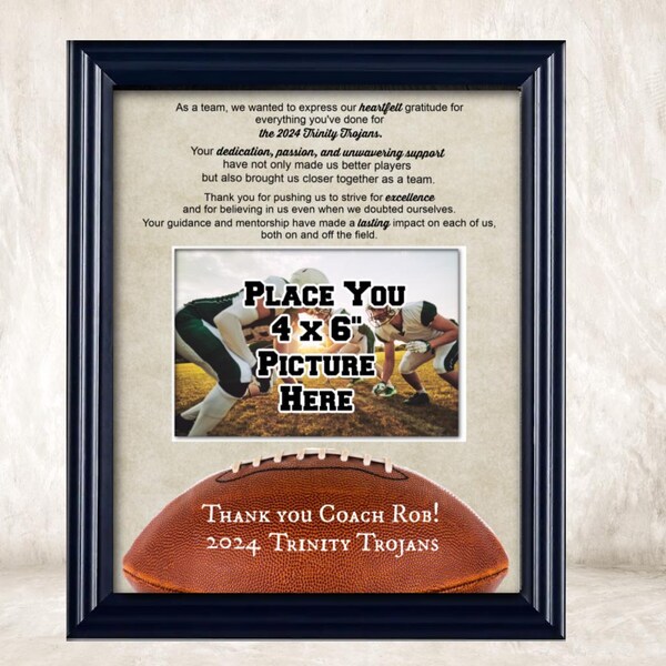 Football Coach Gift, Personalized Picture Frame With Name, End of Season Gift, Coach Appreciation Gifts, Coach Retirement Gift Ideas