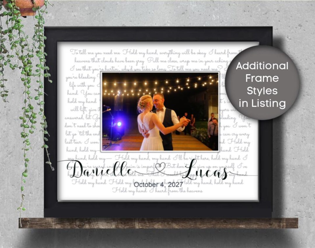 Lyric Frame Custom Framed Song Lyrics & Photo Frame, First Anniversary Gift ...