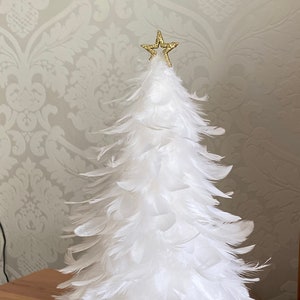  Liliful Christmas White Feather Tree with Glitter Tips