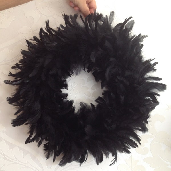 Black Feather Wreath - Home Decor on Door