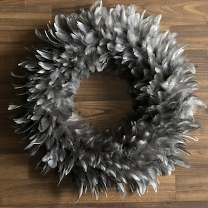 Feather Wreath Dark Grey for Home Decor