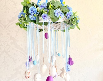 Osterkranz - Handgemachter Frühlingskranz, Blumen-Ostern-Dekor, Pastell-Frühlingskranz, Osterdekoration, Saisonkranz
