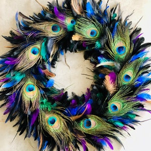 Peacock Feather Wreath for Home Decor