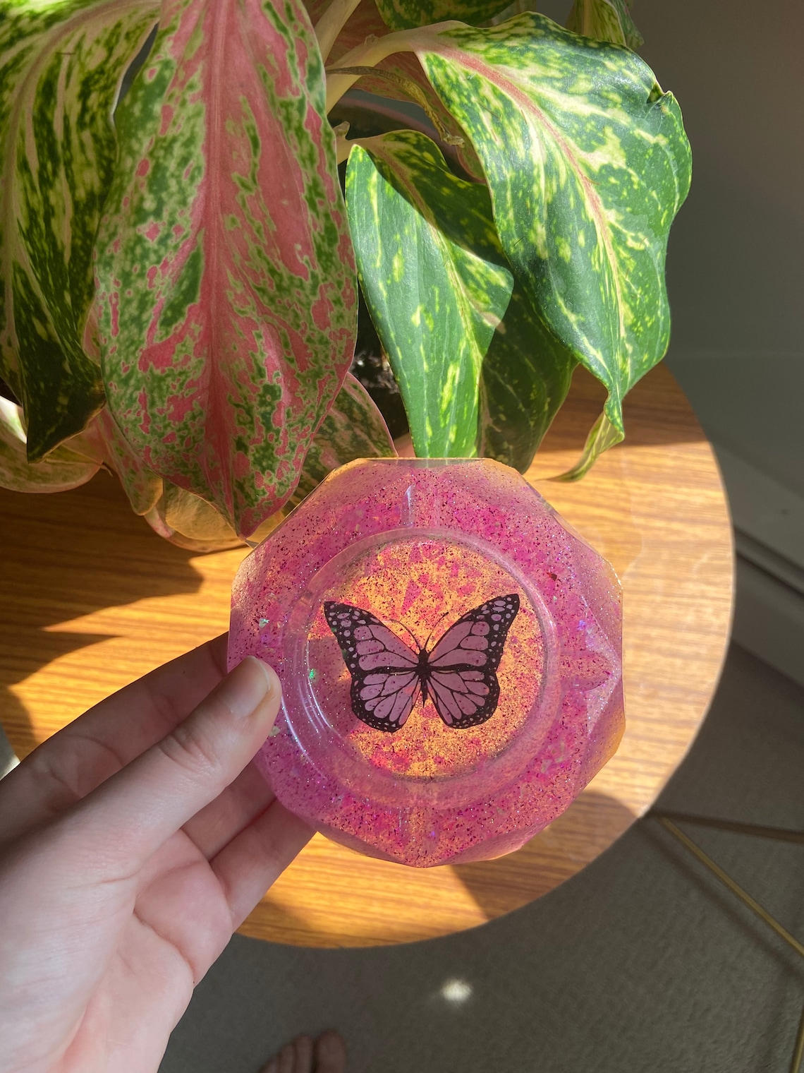 Pink Butterfly Ashtray Etsy