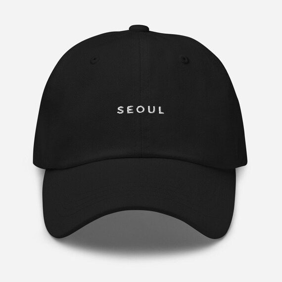 SEOUL Hat Embroidered Black Navy Simple 