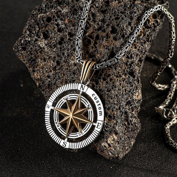 Personalized Compass Necklace for Men 