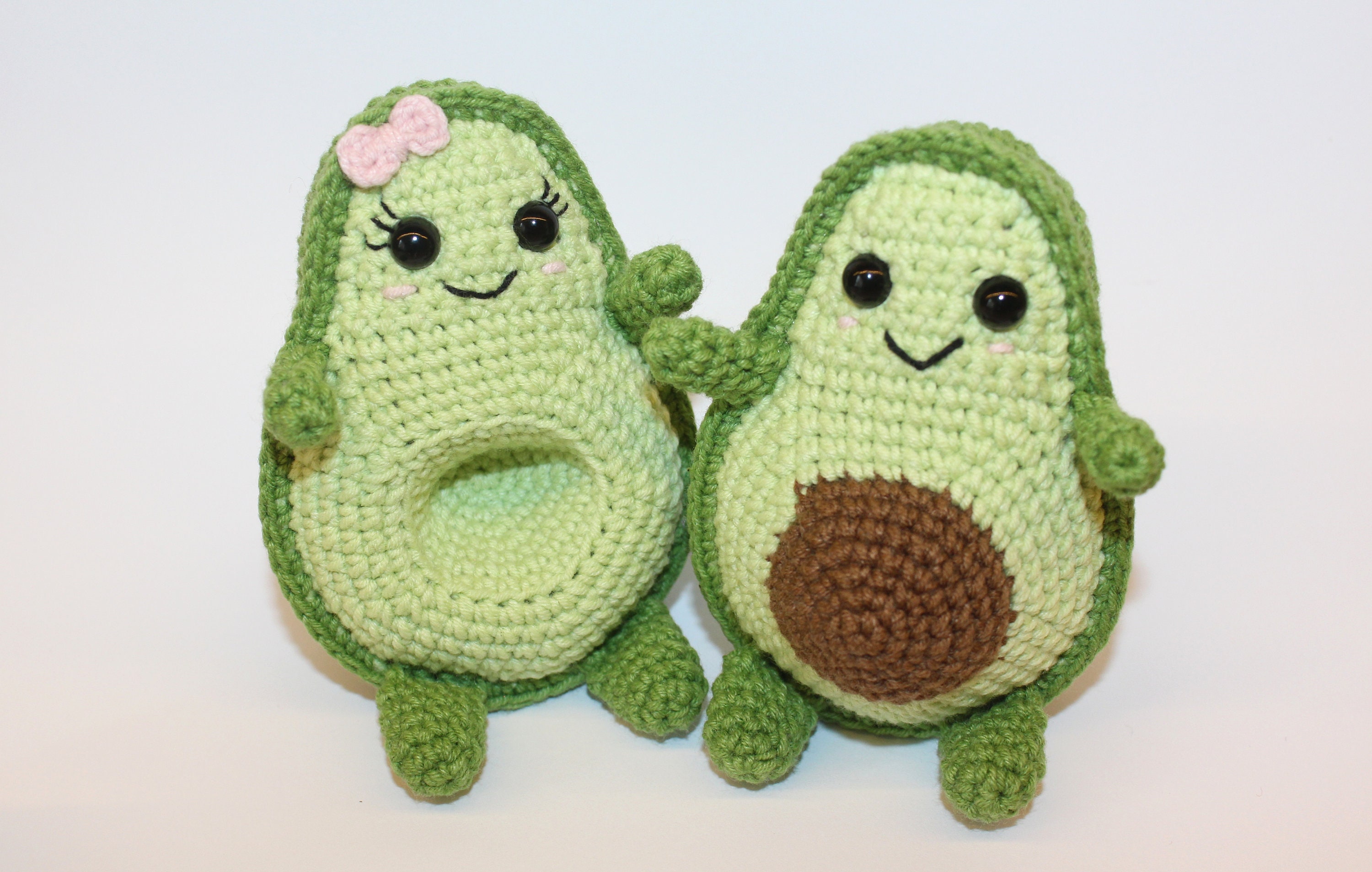 positive support Avocado with Affirmative Card, Handmade Cute Crochet  Avocado