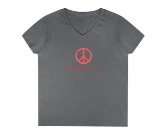 Peace Symbol V-Neck T-Shirt: Global Peace Tee