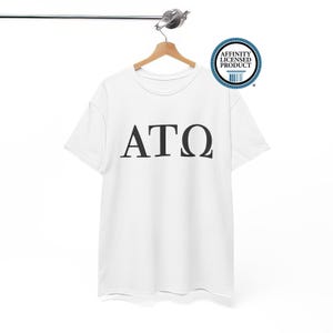 Camiseta unisex de algodón grueso con licencia oficial de Alpha Tau Omega ATO, camiseta de fraternidad, ropa con letras griegas, ropa universitaria, camiseta de hermandad