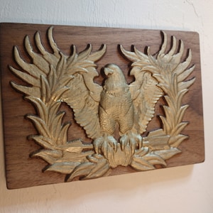 Solid Walnut and Gold Warrant Officer Insignia Plaque