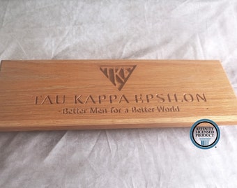 Tau Kappa Epsilon Officially Licensed Houseplate Solid Oak Sign