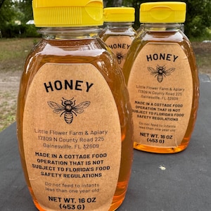 16oz. Fresh Raw Unfiltered Natural Sweet Florida Honey