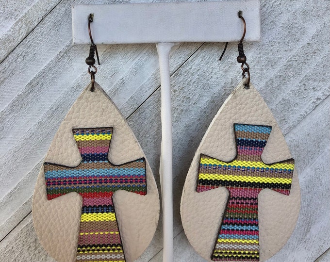Cross Leather Earrings
