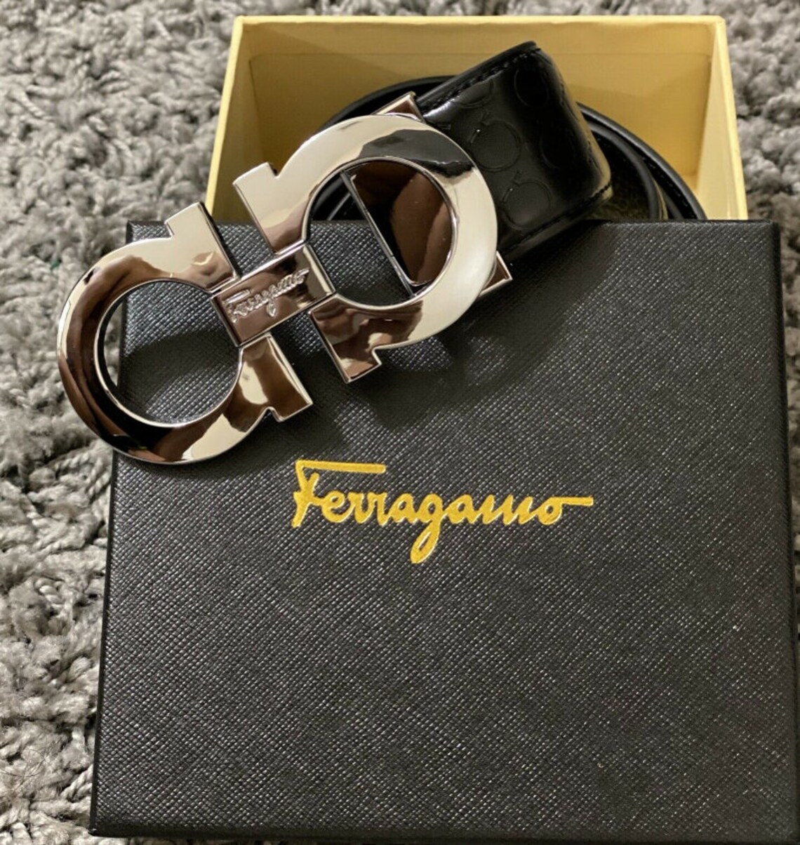ferragamo silver belt