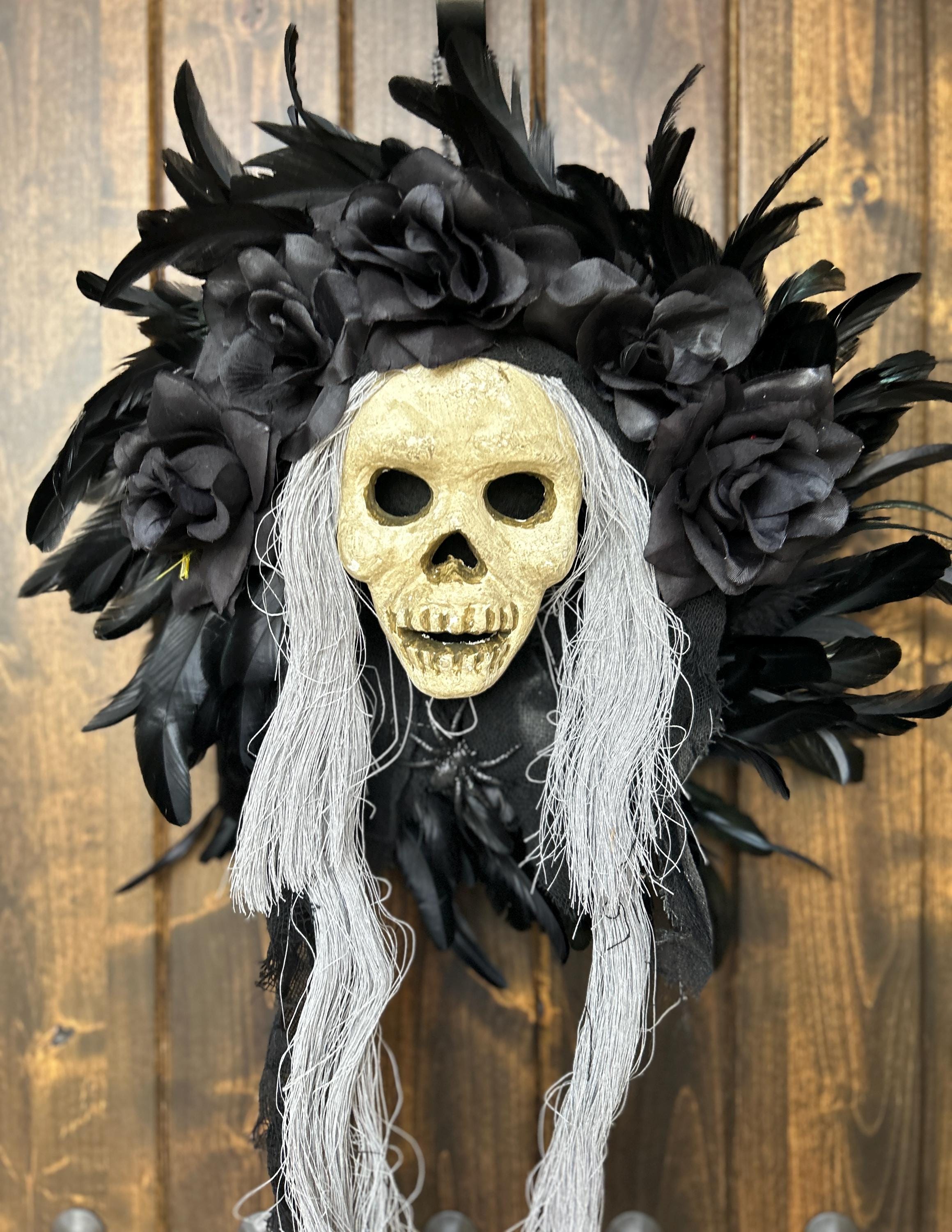 Skull Wreath, Skull Decor, Halloween Wreath, Halloween Decor, Scary Wreath, Scary Halloween Decor, Witch Skull Wreath
