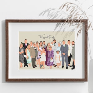 Retrato familiar personalizado, Ilustración a partir de foto, Regalo personalizado, Regalo de Navidad, Regalo de novio, Regalo de cumpleaños, Aniversario, Regalo de boda