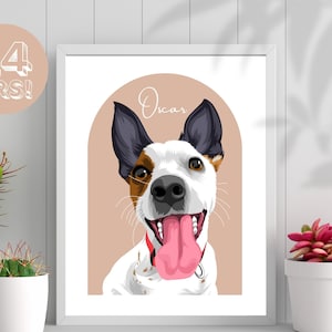 Custom Dog Portraits | Personalised Pet Canvas Art | Customised Artwork from Photo | Gifts for Animal Owners | Framed | Pet Portrait