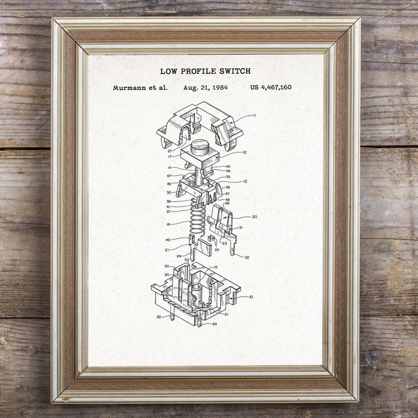Low Profile Cherry Switch Patent Druck, Büro Wohnzimmer Mann Höhle Wandkunst Bauplan Poster Geschenke