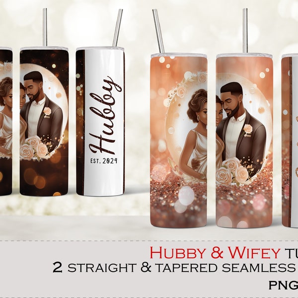 Hubby & Wifey Est.2024 wedding Tumbler wrap sublimation design png 20 oz