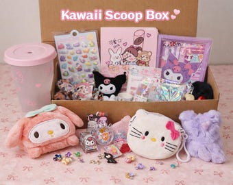 Mystery Kawaii Scoop Box | Cute Stationery, Plush Accessories, Bag Charm, Keychains, Gift Box, Birthday