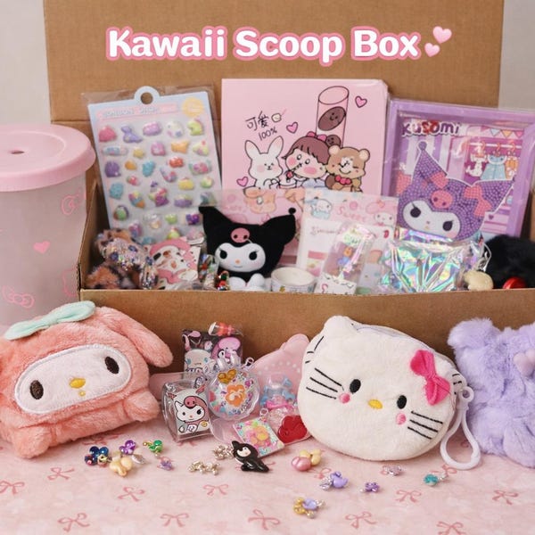 Caixa Misteriosa Kawaii Scoop | Artigos de Papelaria, Pelúcias, Acessórios (Caixa de Presente)