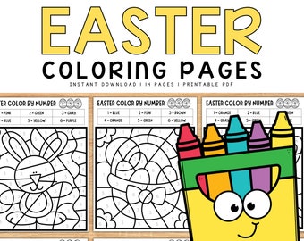 Easter Color By Number, Color By Number Easter Printable, Easter Bunny Color By Number, Easter Coloring Pages Preschool