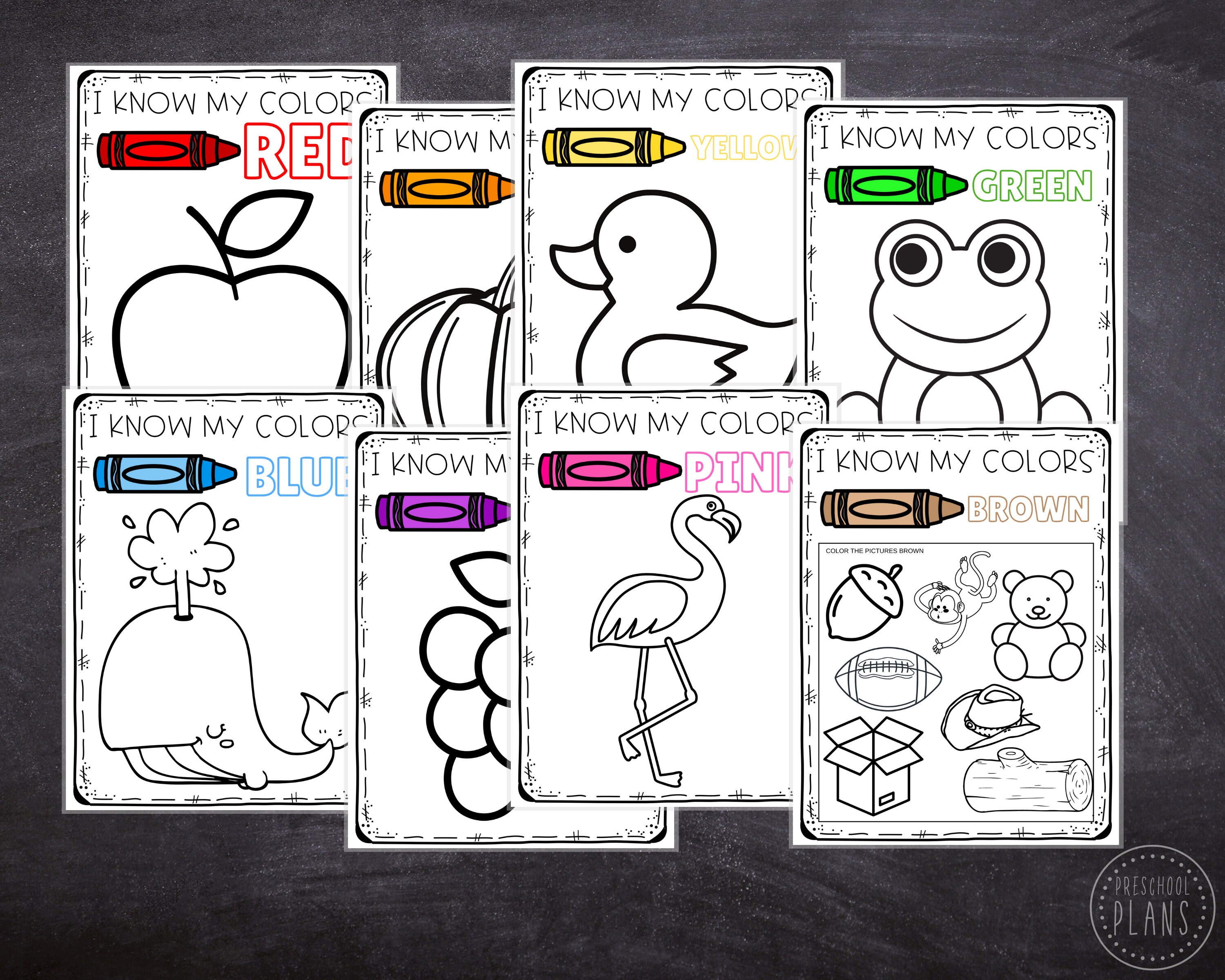 printable preschool color worksheets kids activities etsy