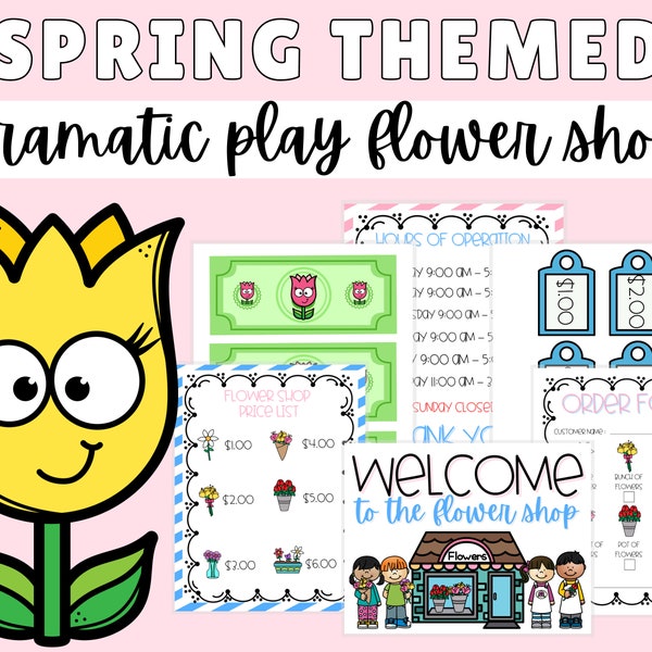 Printable Flower Shop Dramatic Play, Flower Shop Pretend Play, Spring Preschool Activities, Spring Preschool Printable, Spring Activities